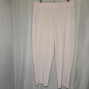 Athleta Brooklyn Pant Women 10 Beige Tapered Ribbed Side Stripe Ankle Vent